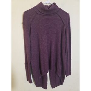 We The Free People Small Purple Flyaway Split Back Raglan Long-Sleeve Boho Top